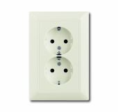 Розетка ABB Basic 55 2-мест. в сборе с корпусом с З/К скр. уст-ки16А 220-250В IP20 белый