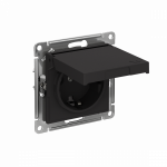ATLASDESIGN РОЗЕТКА с заземл. со шторками с крышкой, 16А, IP20, механизм, КАРБОН