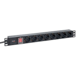 Блок розеток PDU TERACOM PRO 19" 1U 16А/250В 8 розеток Schuko с выключателем шнур питания длиной 2 метра сечение 3x1,5 мм2 вилка Schuko корпус пластик