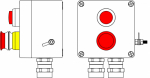 Ex пост управления из GRP ;1Ex d e IIC T6 Gb X / Ex tb IIIB T80°C Db X /IP66; Аварийная кнопка красная, 1NC/1NO -1 шт.; Лампа красная 20V-250V 1шт.; С
