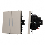 ARL NOBE Выключатель 2 кл подсветка софт-тач кашемир SWT-MK02-SFPL-L-CA (250V, 10A) (Arlight, -)