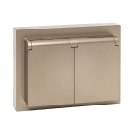 Механизм розетки двойной, 16А, IP44, с заземлением, со шторками, с рамкой, с крышками, шампань Эпика EKF