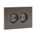 Механизм розетки двойной, 16А, без заземления, без шторок, с рамкой, мокко Эпика EKF