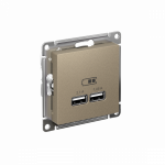 Розетка 2гн USB+USB с/у шампань механизм AtlasDesign Systeme Electric  (1)