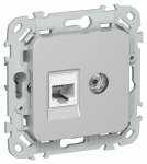 FLITE Роз. 2-я RJ45/TV кат.5Е UTP РКТВ5е-2-0-ФлА ал. IEK