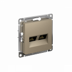 Розетка 2гн комп+комп RJ45+RJ45 с/у шампань механизм кат.5е AtlasDesign Systeme Electric (1/10)