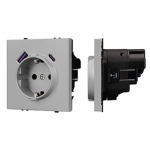ARL NOBE Розетка зк со шторками с USB тип А+С софт-тач никель SCT-MUAC-SFPL-IS (250V, 16A) (Arlight, -)