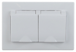 Розетка Intro Plano 1-210-01 2х2P+E Schuko с крышкой шторками, 16А-250В, СУ, IP44, Plano, белый