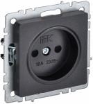 Розетка 1гн без З/К шторки с/у черный механизм 10А РСш10-2-БрЧ BRITE IEK (10/100)
