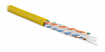 Кабель витая пара U/UTP, кат 6, 4 пары (23 AWG), одножильный (solid), с разделителем, LSZH, Hyperline UUTP4-C6-S23-IN-LSZH-YL-100 (100м)