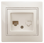 Розетка 1гн комп RJ45 с/у крем механизм кат.5е 1-303-02 Intro Plano ЭРА (1/10)