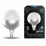 Лампа светодиод 9Вт 890Лм 4100К Е27 G125 mirror-milky LED Gauss Filament 1/10