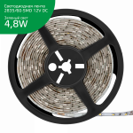 Лента светодиод 4,8Вт 12В DC зеленый 2835/60-SMD IP20 Gauss LED Elementary (ZIP Bag 5м)