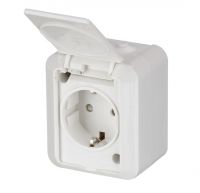 Розетка ABB Jussi 1-мест. в сборе с корпусом с З/К откр. уст-ки16А 220-250В со шторками с крышкой IP55 белый