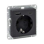 Розетка с USB-A+С - 2шт, 16А, с З/К со шторками, чёрный Эпика EKF Розетка с USB-A+С - 2шт, 16А, с З/К со шторками, чёрный Эпика EKF