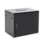Настенный телекоммуникационный шкаф 19" 9U 550x400мм, дверь металл, с задней стенкой, разборный, черный (RAL 9005) REXANT