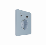 Systeme Infinity, Розетка С/У с ЗК и зар.устр.USB А+С 20Вт (250В, 16А, защит.шторки), Стальное небо