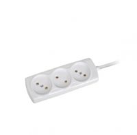 Удлинитель 3гн без З/К 1,5м белый 6А ПВС 2х0.75 КОСМОС  (1/50)
