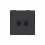 Компьютерная розетка RJ-45 без шторки, кат.5е двойная, KANT, черный уголь
