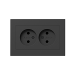 Механизм розетки двойной, 16А, без заземления, без шторок, с рамкой, чёрный Эпика EKF
