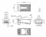 Hyperline PLEZ-8P8C-U-C6-SH-100 Разъем легкой оконцовки RJ-45 (8P8C) под витую пару, категория 6 (50 µ"/ 50 микродюймов), экранированный, универсальны