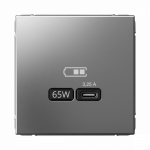 Розетка 1гн USB C с/у сталь механизм высокоскор.заряд. QC PD ArtGallery Systeme Electric (1/8/16)