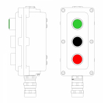 Взрывонепроницаемый пост управления из алюминия LCSD-03-B-MC-L1G(220)x1-P1B(11)x1-P1R(11)x1-PCMB-KA3MHK