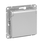 Механизм розетки, 16А, IP44, с заземлением, со шторками, c крышкой, алюминий Эпика EKF