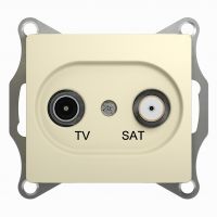 Розетка 2гн ТВ+спутник TV+SAT оконечная с/у крем механизм Glossa Systeme Electric (1/10)