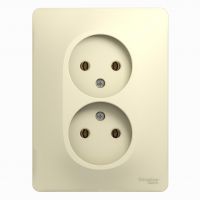 Розетка 2гн без З/К с/у крем в сборе 16А Glossa Systeme Electric  (1/15)