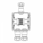 Взрывозащищенная клеммная коробка из полиэстера TBE-P-03-(4xCBC.4-1xTEO.4)-1xKAEPM3MHK-20(A)-2xKAEPM3MHK-20(C)1Ex e IIC Т5 Gb / Extb IIIC T95°C Db IP6