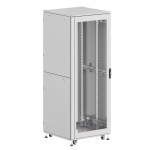 Шкаф напольный разобранный 19   IT-CQE-N 42U 800x800мм, крыша с вырубкой, дверь перф. и двойная перф., двойные боковые панели, серый RAL7035