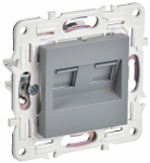 Розетка 2гн комп+комп RJ45+RJ45 с/у серый кат.6 механизм SK-K04Gr SKANDY IEK (1/10/100)