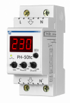 Однофазное реле напряжения РН-50tc, 50А, 220В, 2P, DIN, индикация напряжения, термозащита, журнал аварий