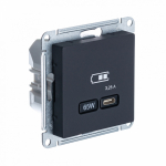 Розетка 1гн USB C с/у карбон механизм высокоскор.заряд. QC PD AtlasDesign Systeme Electric