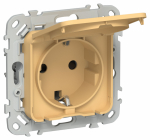 FLITE Роз. с з/к/ш кр. 16А IP44 РСшкр11-0-44-ФлЗ зол. IEK