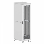 Шкаф напольный разобранный 19   IT-CQE-N 42U 600x600мм, крыша с вырубкой, дверь перф. и перф., двойные боковые панели, серый RAL7035