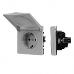 ARL NOBE Розетка зк со шторками и крышкой софт-тач никель SCT-MCP-SFPL-IS (250V, 16A) (Arlight, -)