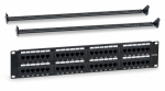WRline Патч-панель 19" (2U), 48 портов RJ-45, категория 5e, Dual IDC, с задним кабельным организатором, цвет черный
