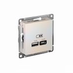 Розетка 2гн USB+USB typeА+ typeС с/у жемчуг механизм 5В/2,4А 2х5В/1,2А AtlasDesign Systeme Electric (1)