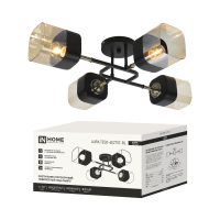 Светильник потолочный поворотный 4хЕ27 янтарные плафоны, черный корпус AURA TESO-4E27ST-BL IN HOME (1)