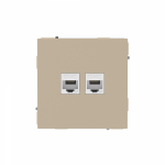 Компьютерная розетка RJ-45 без шторки, кат.6А двойная, KANT, ванильный марципан