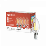 Лампа светодиодная LED-СВЕЧА-deco 4PACK 7Вт 230В Е14 4000К 810Лм (4шт./упак) прозрачная IN HOME