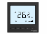 Термостат комнатный цифровой, О/Н/В/А для 4тр 3ск FCU и 2-поз.клап, 1UI 5DO Modbus ~230В чер BS Термостат комнатный цифровой, О/Н/В/А для 4тр 3ск FCU и 2-поз.клап, 1UI 5DO Modbus ~230В чер BS