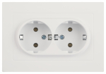 Розетка Intro Accent 6-205-01М 2X2P+E Schuko, 16А-250В, IP20, СУ, AL/CU, белый матовый
