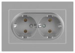 Розетка Intro Accent 6-205-03 2X2P+E Schuko, 16А-250В, IP20, СУ, AL/CU, алюминий