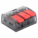 Клемма 221-413, 3х-проводная, 0,08-2,5 мм2, прозрачная, оранж. рычаг PLEXUP