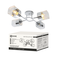 Светильник потолочный поворотный 4хЕ27 прозрачные плафоны, белый корпус AURA TESO-4E27ST-WH IN HOME (1)