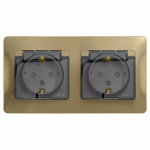 Розетка 2гн с З/К шторки с/у титан в сборе 16А IP44 Glossa Schneider Electric