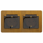 Розетка 2гн с З/К с крыш. шторки с/у дуб в сборе 16А IP44 Glossa Systeme Electric (1/10/60)